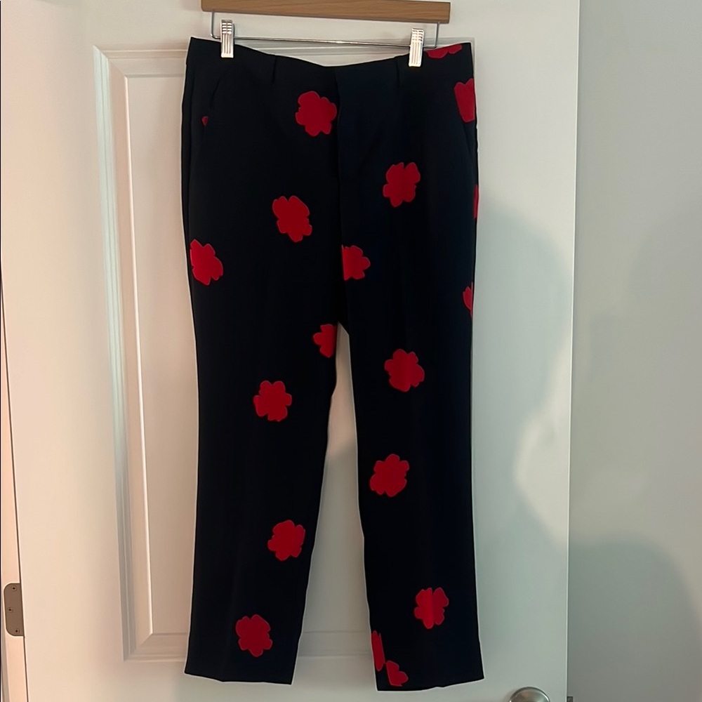 Banana Republic Navy and Red Print Ankle Cropped Pants